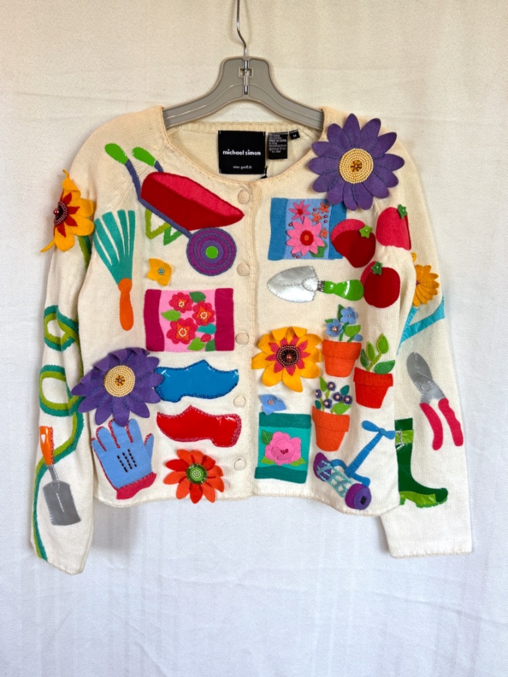 Michael Simon 1999 Garden Themed Cardigan Sweater